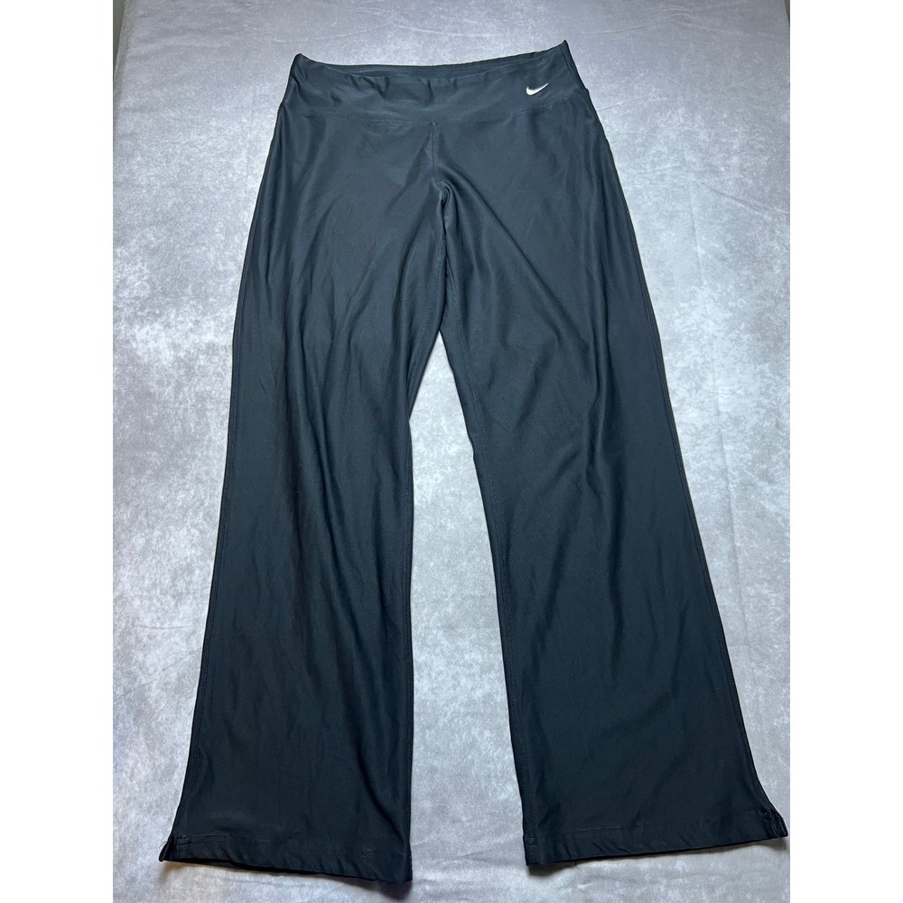 Nike Wide Leg Athletic Pants Womens Medium Black FIT DRY Yoga Gym Workout
